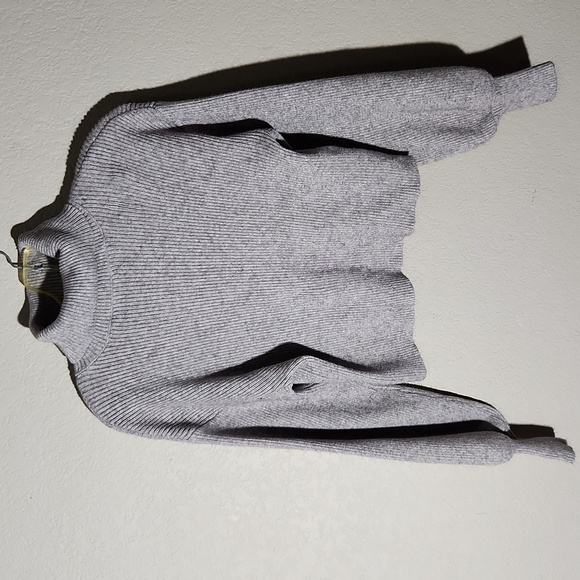 Forever 21 Sweater Womens Turtleneck Balloon Sleeves Ribbed Crop Medium Gray - Picture 1 of 12